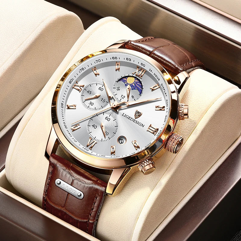 Leather Chronograph Watch